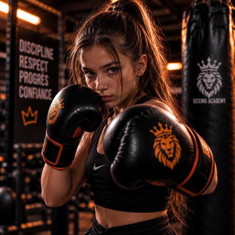 Adolescente pendant un entraînement de boxe à Saint-Brieuc – Boxing Academy