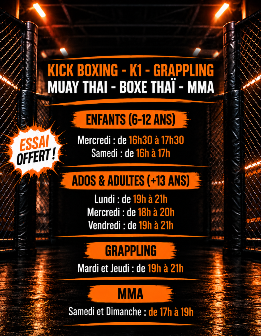 Horaires KICK BOXING - MMA - GRAPPLING - MUAY THAI - K1 - FIGHTERS ACADEMY - SAINT BRIEUC Horaires KICK BOXING - MMA - GRAPPLING - MUAY THAI - K1 - FIGHTERS ACADEMY - SAINT BRIEUC