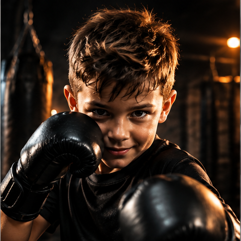 Enfant pendant un entraînement de boxe à Saint-Brieuc – Boxing Academy